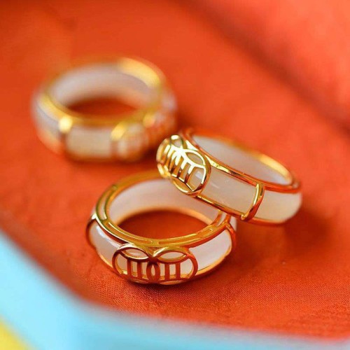 White Jade Luck Necklace Ring Set White Jade Luck Necklace Ring Set