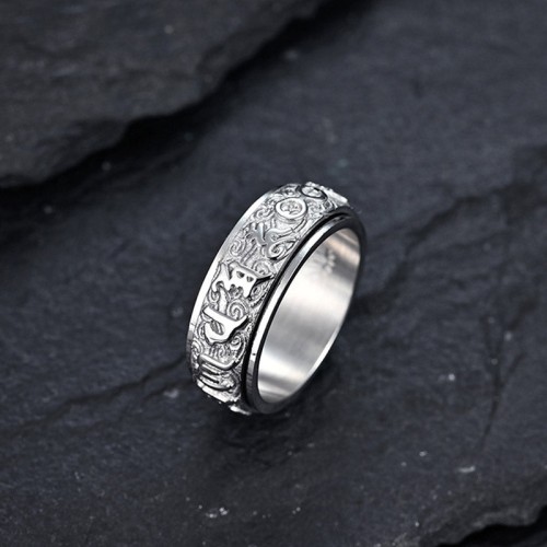 Six True Words Titanium Steel Balance Ring
