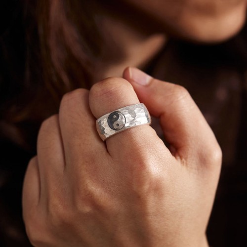 Handmade 999 Silver Yin Yang Bagua Harmony Ring Handmade 999 Silver Yin Yang Bagua Harmony Ring