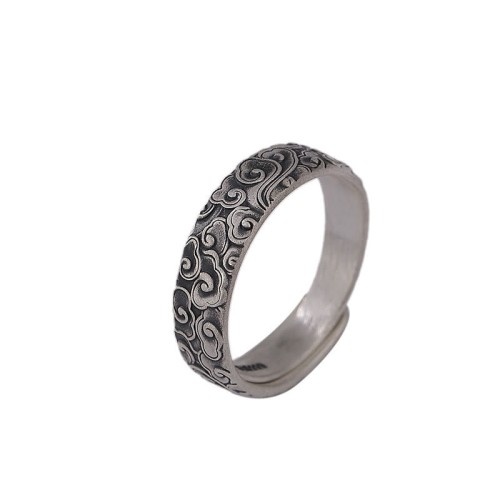 999 Silver Lotus Plum Blossom Engraved Enlightenment Ring 999 Silver Lotus Plum Blossom Engraved Enlightenment Ring