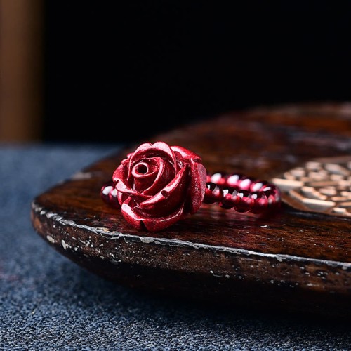 Garnet Cinnabar PiXiu Om Mani Padme Hum Protection Ring