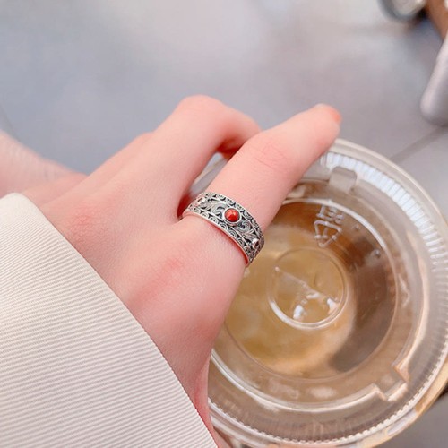 925 Silver Red Agate Auspicious Clouds Ring 925 Silver Red Agate Auspicious Clouds Ring