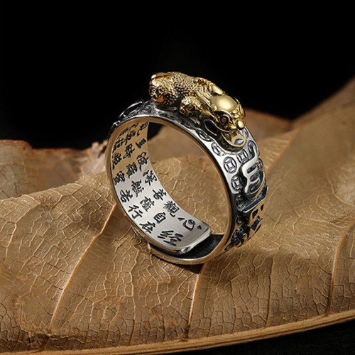 Tibetan 990 Sterling Silver Om Mani Padme Hum PiXiu Vajra Ring Tibetan 990 Sterling Silver Om Mani Padme Hum PiXiu Vajra Ring