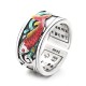 Blue Enamel Koi Heart Sutra Success Ring Blue Enamel Koi Heart Sutra Success Ring
