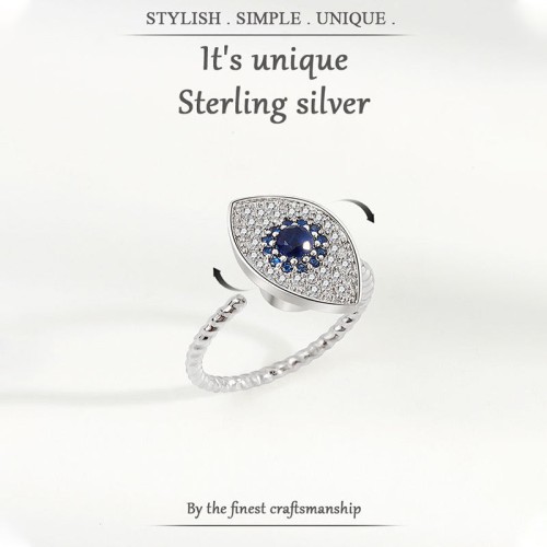 925 Silver Evil Eye Protection Rotatable Ring 925 Silver Evil Eye Protection Rotatable Ring