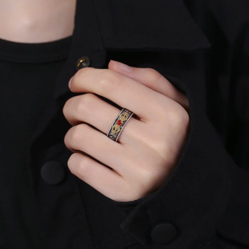 Tibetan Om Mani Padme Hum Red Agate Wisdom Ring Tibetan Om Mani Padme Hum Red Agate Wisdom Ring