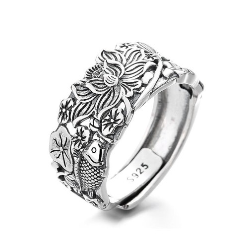 925 Silver Koi Fish Lotus Prosperity Ring 925 Silver Koi Fish Lotus Prosperity Ring