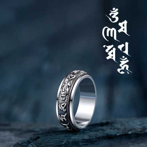 Tibetan Om Mani Padme Hum PiXiu Wealth Rotatable Ring Tibetan Om Mani Padme Hum PiXiu Wealth Rotatable Ring