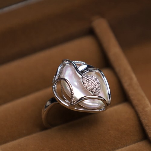 Pearl Copper Gold Flower Wealth Ring