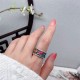 Copper Blue Enamel Lotus Koi Fish Luck Ring Copper Blue Enamel Lotus Koi Fish Luck Ring