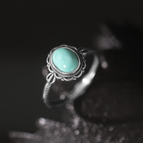 925 Sterling Silver Tibetan Turquoise Protection Ring 925 Sterling Silver Tibetan Turquoise Protection Ring