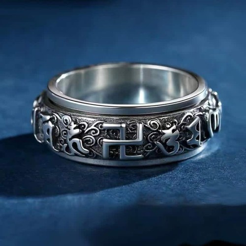 Six True Words Copper Healing Rotatable Ring