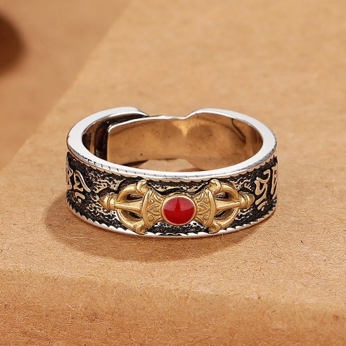 Tibetan Om Mani Padme Hum Red Agate Wisdom Ring Tibetan Om Mani Padme Hum Red Agate Wisdom Ring