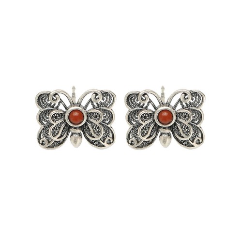 925 Sterling Silver Red Agate Butterfly Ring Set 925 Sterling Silver Red Agate Butterfly Ring Set