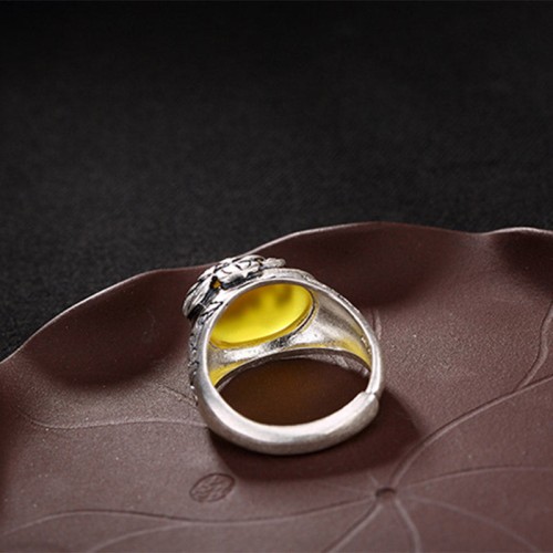 Citrine Lotus Blessing Adjustable Ring