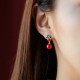 925 Silver Plated Gold Cinnabar Red Agate Necklace Set 925 Silver Plated Gold Cinnabar Red Agate Necklace Set