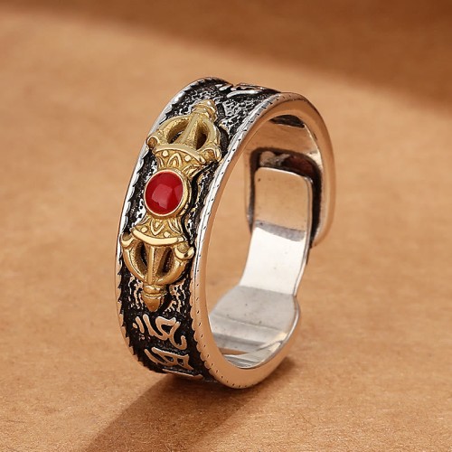 Tibetan Om Mani Padme Hum Red Agate Wisdom Ring Tibetan Om Mani Padme Hum Red Agate Wisdom Ring
