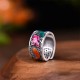 Copper Blue Enamel Lotus Koi Fish Luck Ring Copper Blue Enamel Lotus Koi Fish Luck Ring