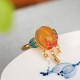 925 Silver Plated Amber Pearl Confidence Ring Set 925 Silver Plated Amber Pearl Confidence Ring Set