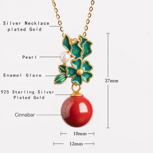 925 Silver Plated Cinnabar Pearl Flower Blessing Set 925 Silver Plated Cinnabar Pearl Flower Blessing Set