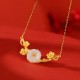 925 Silver Plated Hetian Jade Plum Blossom Luck Set 925 Silver Plated Hetian Jade Plum Blossom Luck Set