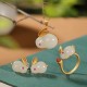 925 Silver Rabbit Year Hetian Jade Luck Set
