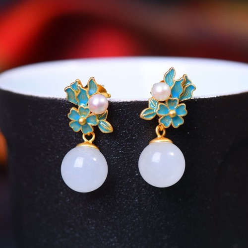 White Jade Pearl Flower Blessing Set White Jade Pearl Flower Blessing Set
