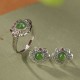 925 Silver Hetian Cyan Jade Luck Earrings Set 925 Silver Hetian Cyan Jade Luck Earrings Set