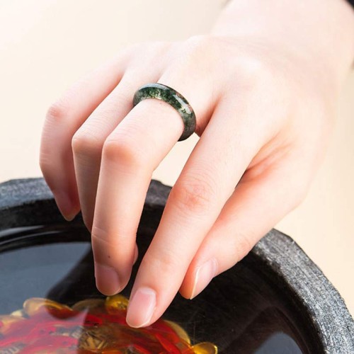 Moss Agate Healing Balance Ring