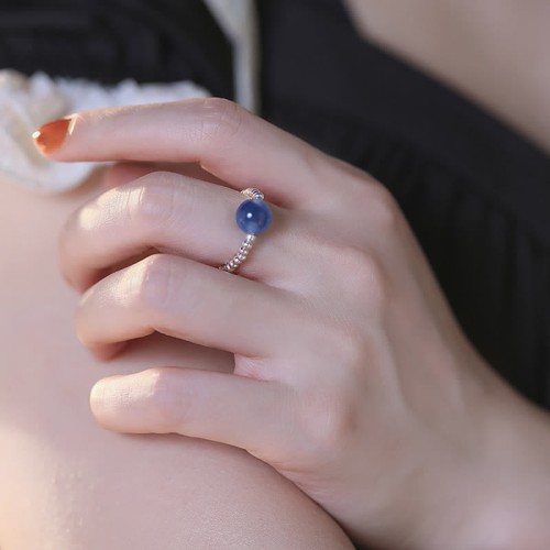 925 Silver Blue Candy Agate Healing Ring 925 Silver Blue Candy Agate Healing Ring