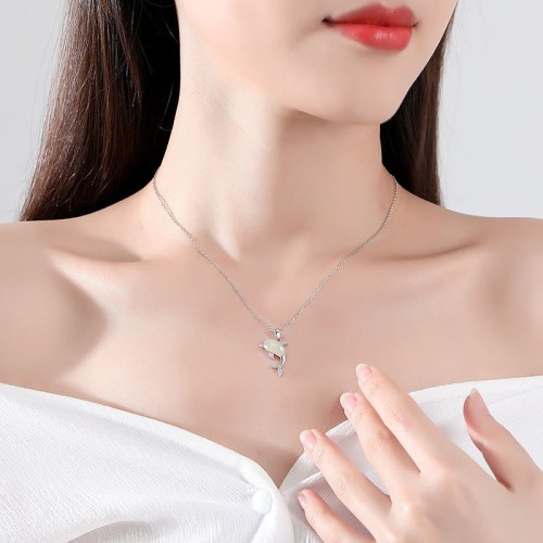 925 Silver Dolphin Hetian Jade Luck Set 925 Silver Dolphin Hetian Jade Luck Set