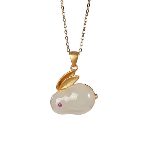 925 Silver Rabbit Year Hetian Jade Luck Set