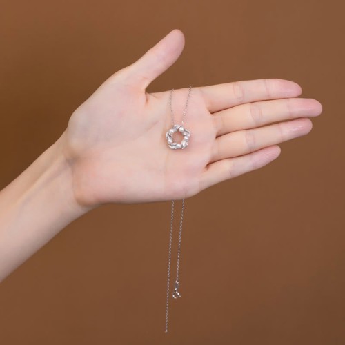 925 Silver Pearl Leaf Healing Necklace Set