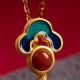 925 Silver Plated Gold Cinnabar Red Agate Necklace Set 925 Silver Plated Gold Cinnabar Red Agate Necklace Set