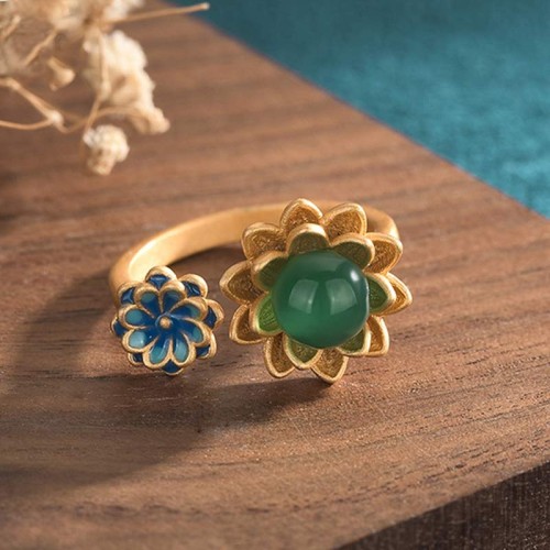 Lotus Pattern Jade Abundance Ring Lotus Pattern Jade Abundance Ring