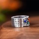 Copper Blue Enamel Lotus Koi Fish Luck Ring Copper Blue Enamel Lotus Koi Fish Luck Ring