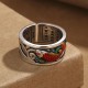Blue Enamel Koi Heart Sutra Success Ring Blue Enamel Koi Heart Sutra Success Ring