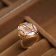 Pearl Copper Gold Flower Wealth Ring