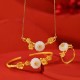 925 Silver Plated Hetian Jade Plum Blossom Luck Set 925 Silver Plated Hetian Jade Plum Blossom Luck Set