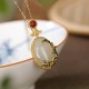 925 Silver Plated Gold Hetian Jade Vine Luck Set 925 Silver Plated Gold Hetian Jade Vine Luck Set