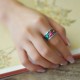 Copper Blue Enamel Lotus Koi Fish Luck Ring Copper Blue Enamel Lotus Koi Fish Luck Ring