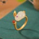 925 Silver Rabbit Year Hetian Jade Luck Set
