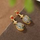 925 Silver Plated Gold Hetian Jade Vine Luck Set 925 Silver Plated Gold Hetian Jade Vine Luck Set