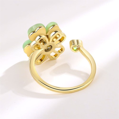 Cat's Eye Clover Zircon Love Rotatable Ring Cat's Eye Clover Zircon Love Rotatable Ring