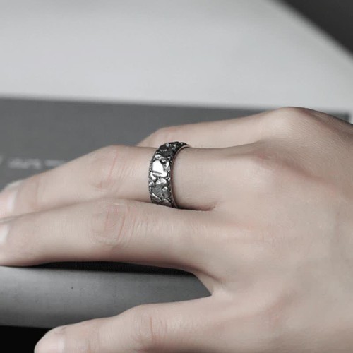 Rock Pattern Copper Luck Blessing Ring Rock Pattern Copper Luck Blessing Ring