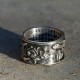999 Sterling Silver Koi Lotus Heart Sutra Ring
