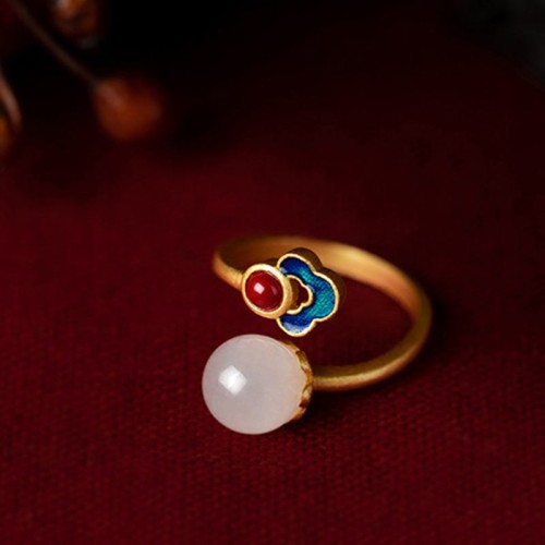 White Jade Auspicious Cloud Luck Ring White Jade Auspicious Cloud Luck Ring