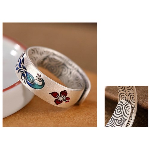 999 Silver Peacock Lotus Fortune Ring 999 Silver Peacock Lotus Fortune Ring