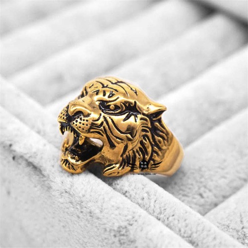 Men's Tiger Head Titanium Steel Punk Rock Ring Men's Tiger Head Titanium Steel Punk Rock Ring