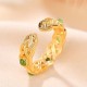 925 Silver Plated Gold Cyan Jade Success Ring